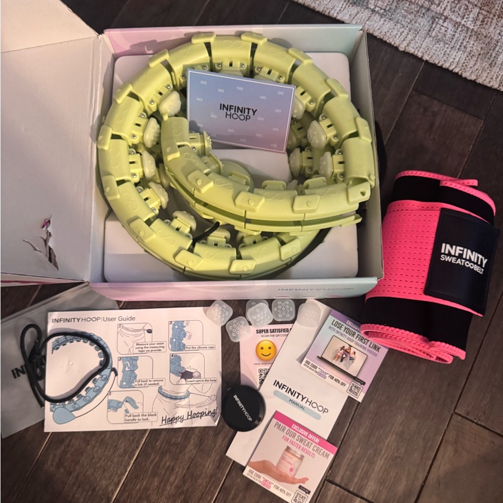 Infinity Hoop sweat belt COMPLETE SET gently used green extra links